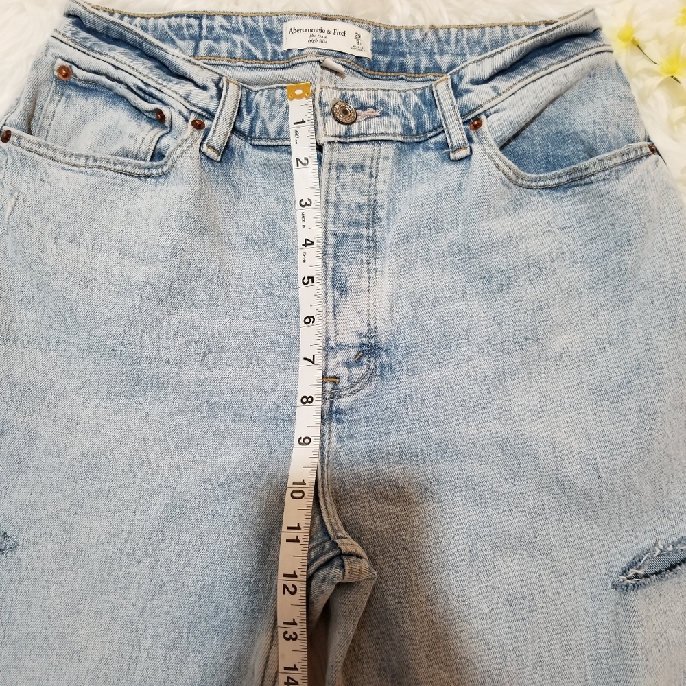 Abercrombie And Fitch Curve Love The Dad High Rise Light Blue Jeans SIZE 29/8R - Picture 10 of 16